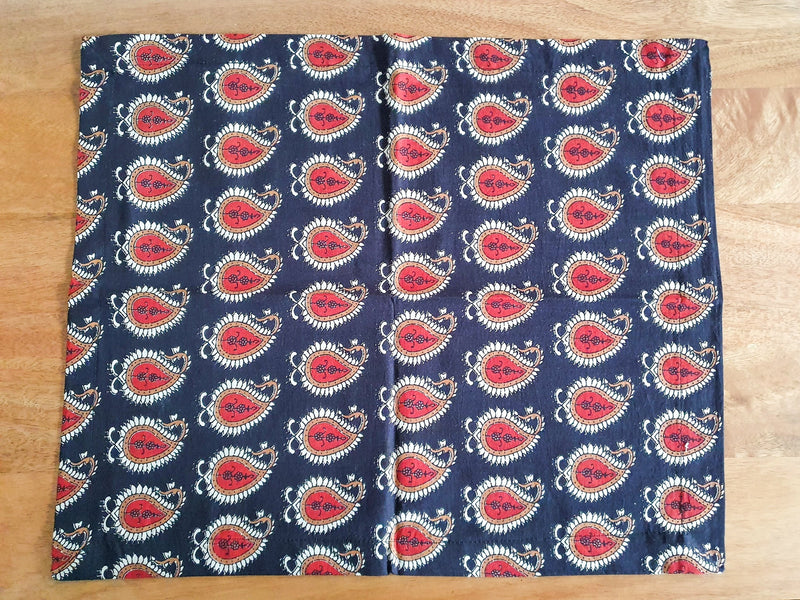 Bagru paisley block-printed placemats set of 2, handmade table mats