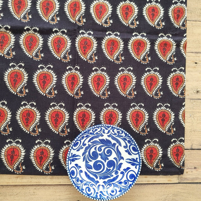 Bagru paisley block-printed placemats set of 2, handmade table mats