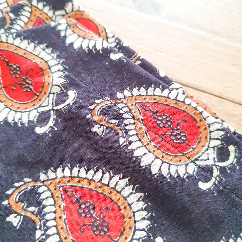Bagru paisley block-printed placemats set of 2, handmade table mats