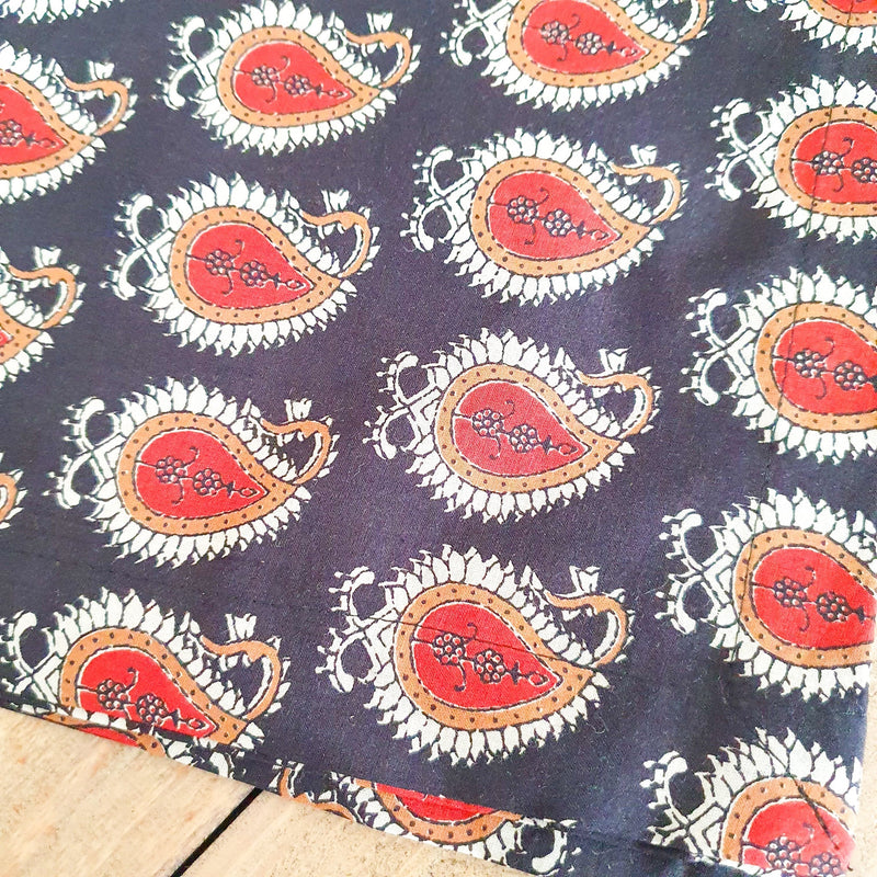 Bagru paisley block-printed placemats set of 2, handmade table mats