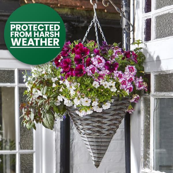 14 Inch Rattan Effect Hanging Basket Planter
