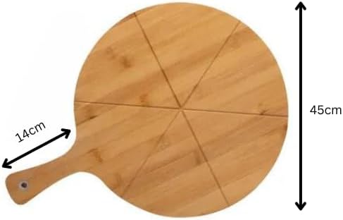 Round Bamboo Pizza Board with Cutter & Serving Handle 30cm