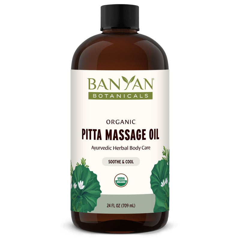 Banyan Botanicals Pitta Massage Oil – Ayurvedic Abhyanga with Gotu Kola & Guduchi | 24 oz