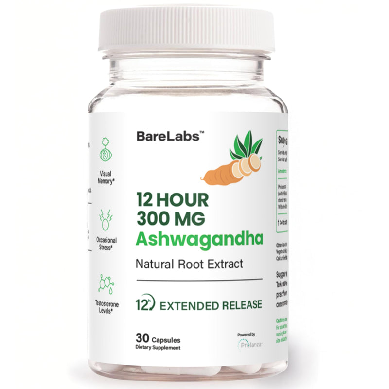 BareLabs Ashwagandha 300mg Prolanza 12-Hour Time Release – Stress, Sleep & Energy Support (30 Day Supply)