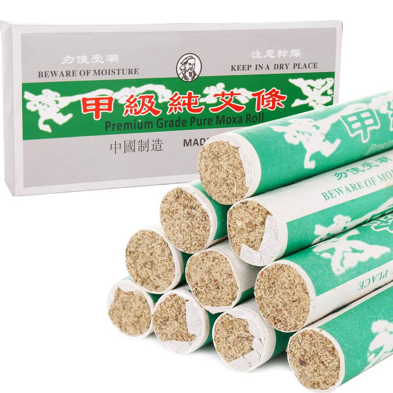 Barelove 10 Rolls Pure Moxa Sticks – Handmade Mugwort Moxibustion, 8\" Long