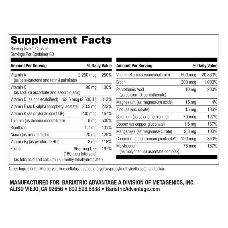 Bariatric Advantage High ADEK Multi - ADEK Multivitamin for Bariatric Patients (60 Capsules)