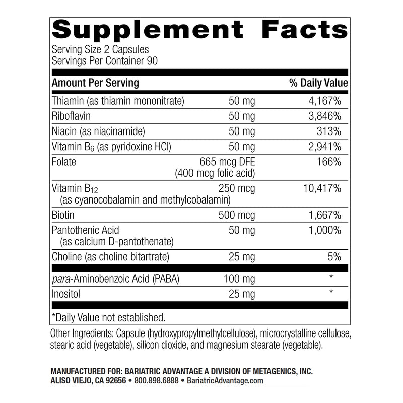 Bariatric Advantage B-50 Complex with Active B12 – 180 Count