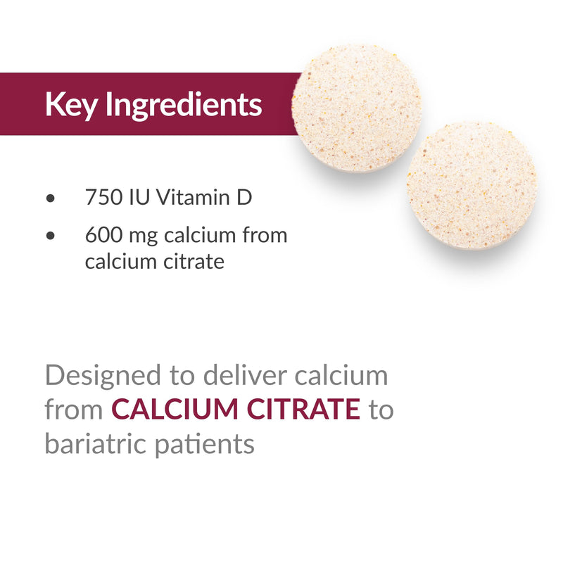 Bariatric Advantage Calcium Citrate 600 mg Non-Chewable | Vitamin D3 | 180 Tablets