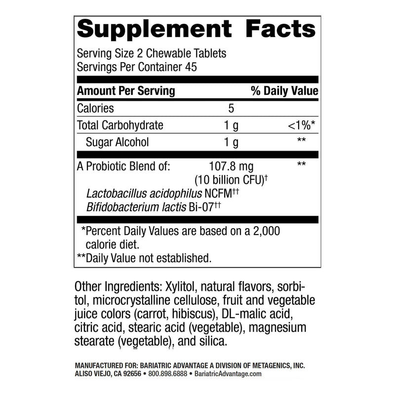 Bariatric Advantage FloraVantage Probiotic – 10B CFUs, Grape Flavor, 90 Count