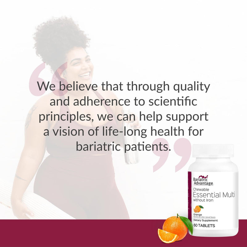 Bariatric Advantage Essential Multivitamin Without Iron – 200% DV, Orange, 60 Tablets