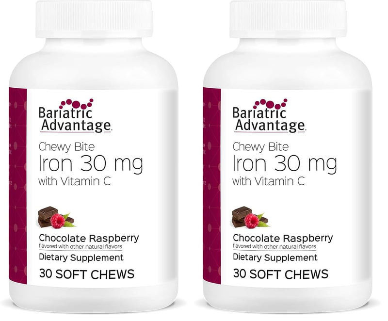 Bariatric Advantage Iron Chewy Bite Chocolate Raspberry Truffle (30 mg Iron, 60 mg Vitamin C) 30 Count (Pack of 2)
