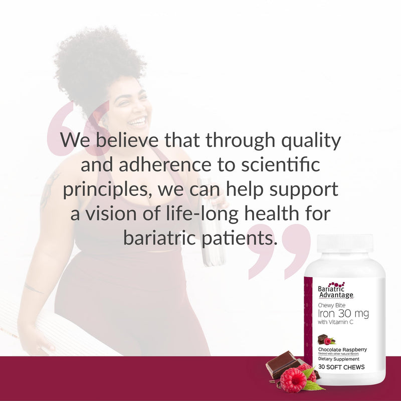 Bariatric Advantage Iron Chewy Bite Chocolate Raspberry Truffle (30 mg Iron, 60 mg Vitamin C) 30 Count (Pack of 2)