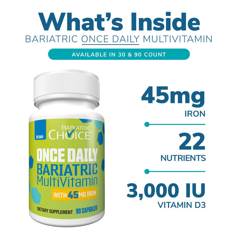 Bariatric Choice Once-Daily Multivitamin with 45 mg Iron | 90 Count | Bariatric Surgery Vitamins