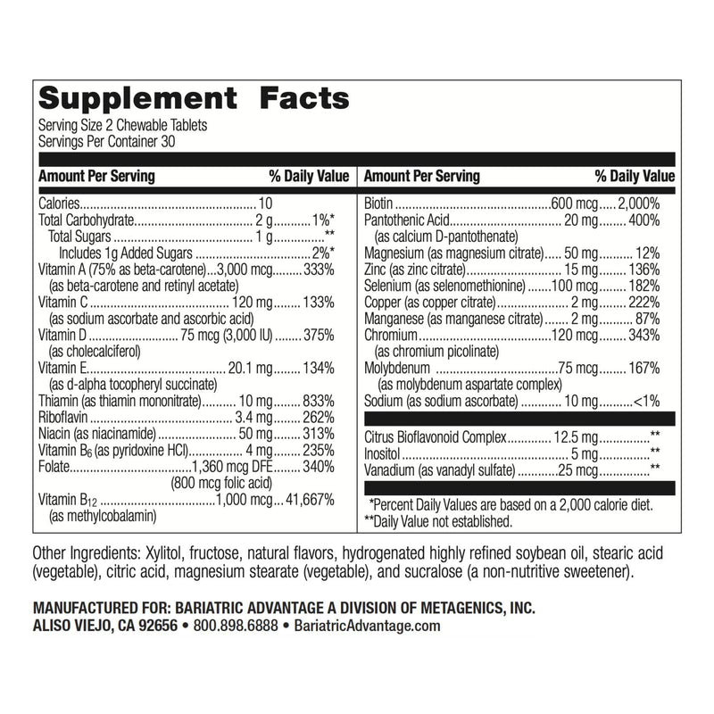 Bariatric Advantage Essential Multivitamin Without Iron – Berry – 60 Tablets