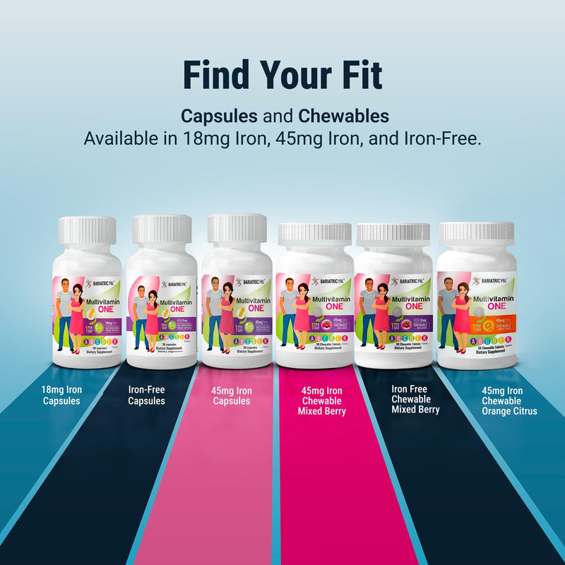 BariatricPal Multivitamin ONE 1 Per Day – Bariatric Multivitamin with Iron (30 Count)