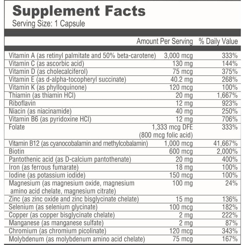 BariatricPal Multivitamin ONE 1 Per Day – Bariatric Multivitamin with Iron (30 Count)