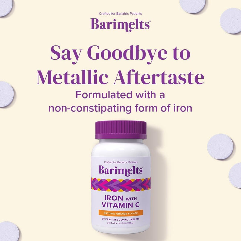 Barimelts Iron with Vitamin C | 90 Fast-Dissolving Tablets (Sugar-Free) for Women