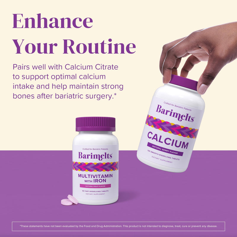 BariMelts Bariatric Multivitamin with Iron – 60 Fast-Dissolving Tablets, Sugar-Free, Natural Fruit Flavor