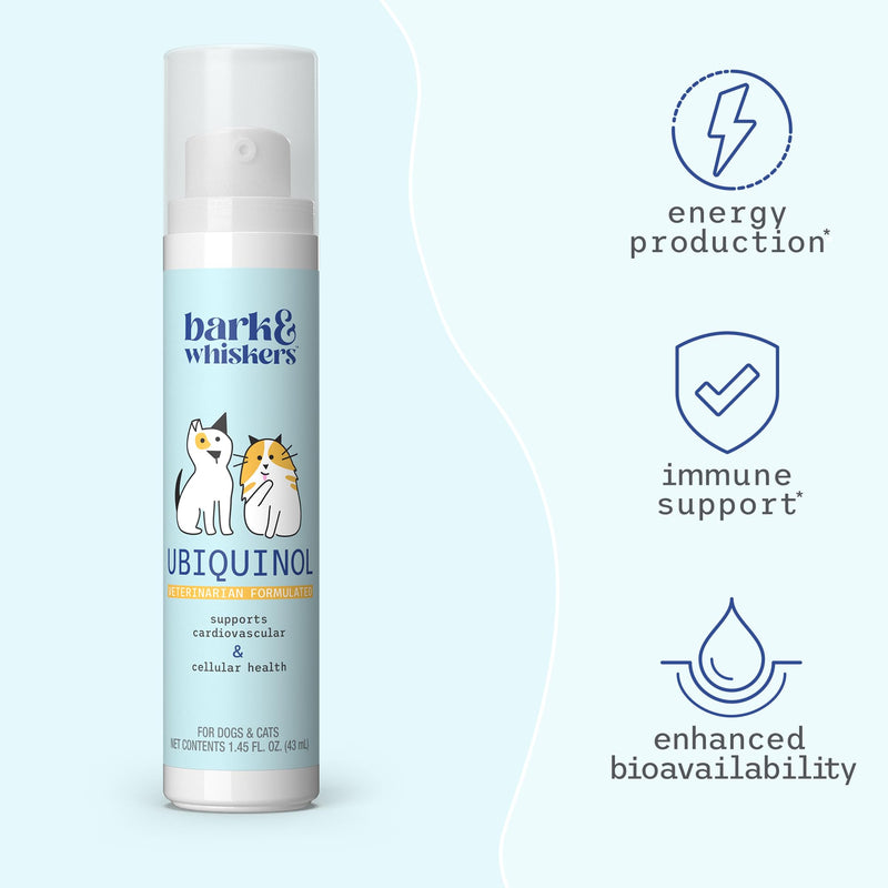 Bark & Whiskers Ubiquinol Liquid Pump for Dogs & Cats, 1.45 Fl Oz (43 mL) – Vet Formulated, Non-GMO, Dr. Mercola