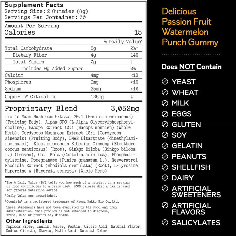 Barker Wellness Mushroom Adaptogen Gummies – Memory, Focus & Brain Health