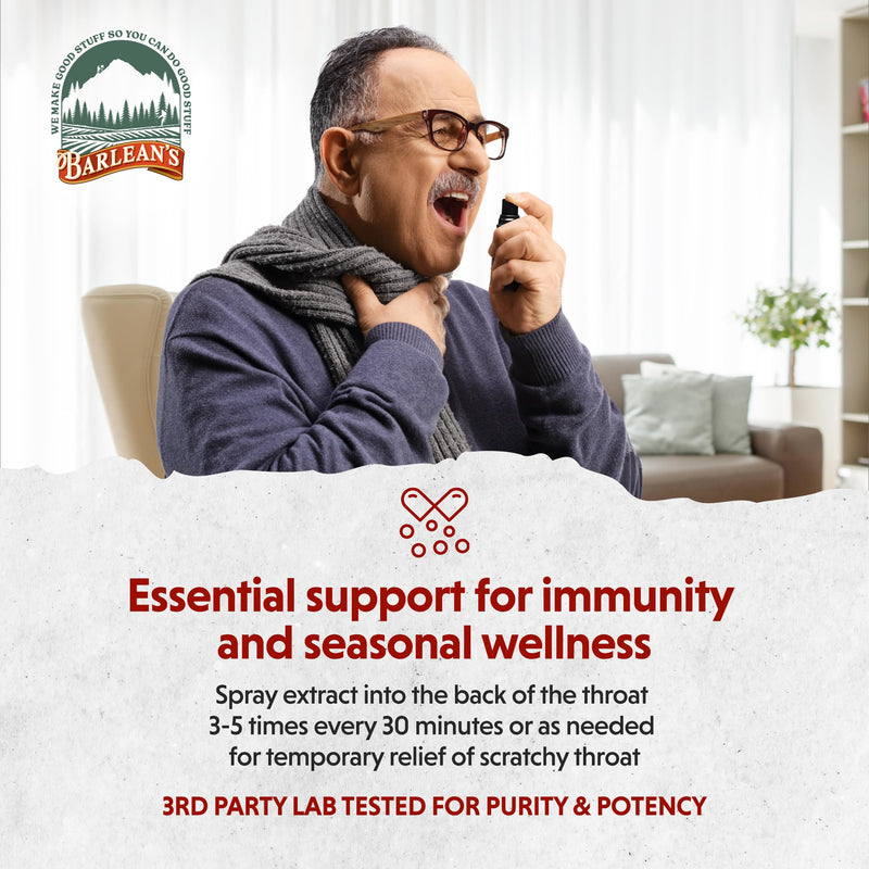 Barlean's Olive Leaf Complex Throat Spray - Immune Support, Itchy Throat Relief (1.5 oz)
