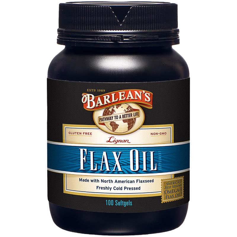 Barlean's Omega 3 6 9 Lignan Flaxseed Oil Softgels – 100 Count | Cold-Pressed, 1550 mg ALA