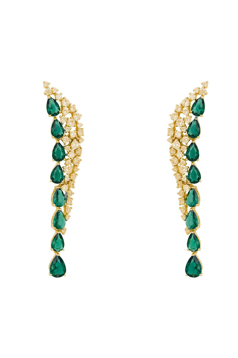 Baroness Gemstone Drop Earrings Emerald Gold