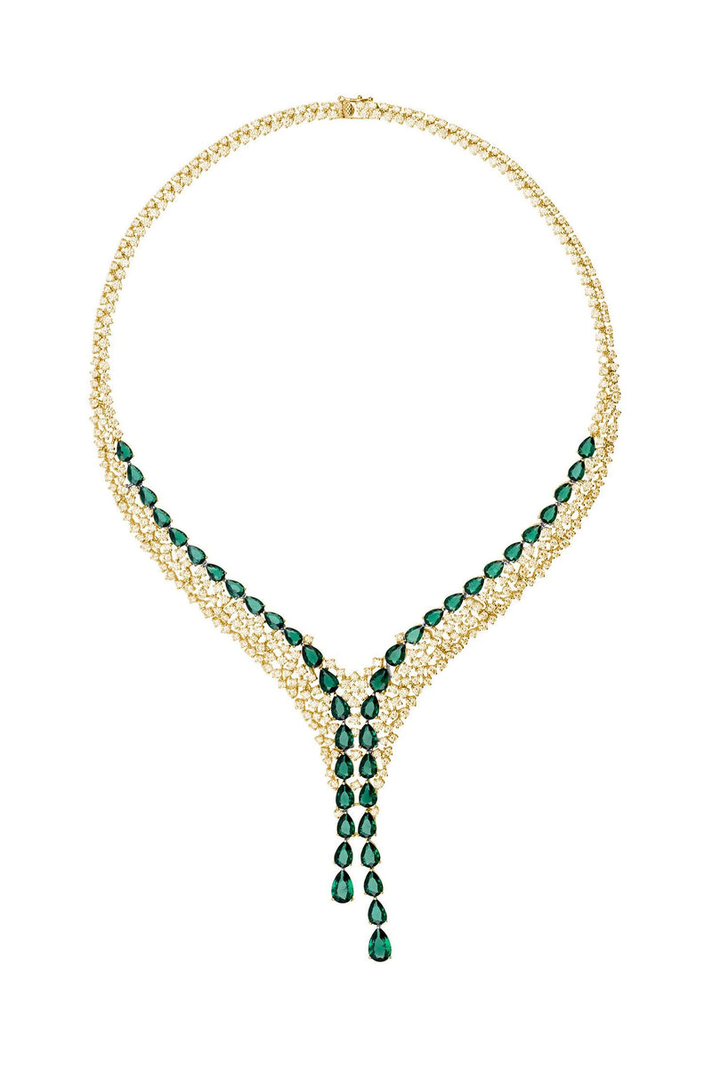 Baroness Statement Necklace Emerald Gold