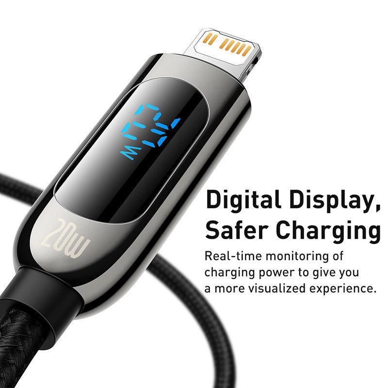 Baseus LED Digital Display USB C to Lightning Fast Charger Cable 20W PD Charging
