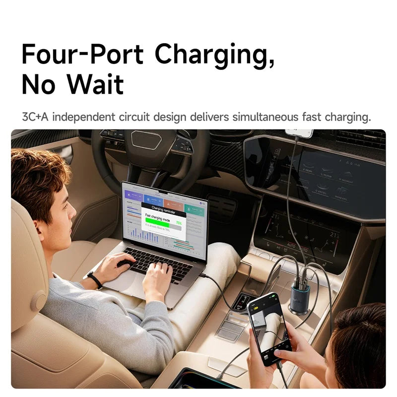 Baseus PrimeTrip VP2 160W Magnetic Car Charger USB-C Fast Charger with 4 Ports