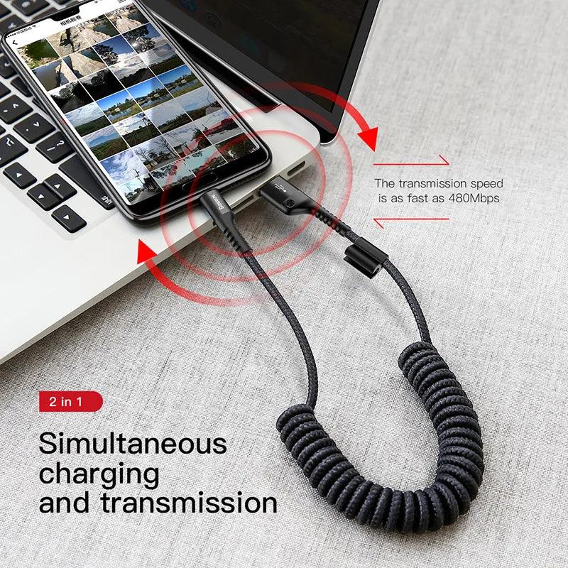 Baseus Spring Coil Lightning Charger Cable 2A Charging Data