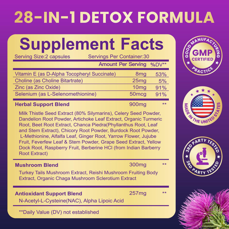 Baszy 28-in-1 Liver Cleanse & Repair – 1500mg Liver Support with Milk Thistle, 20+ Herbs | Made in USA | 60 Capsules