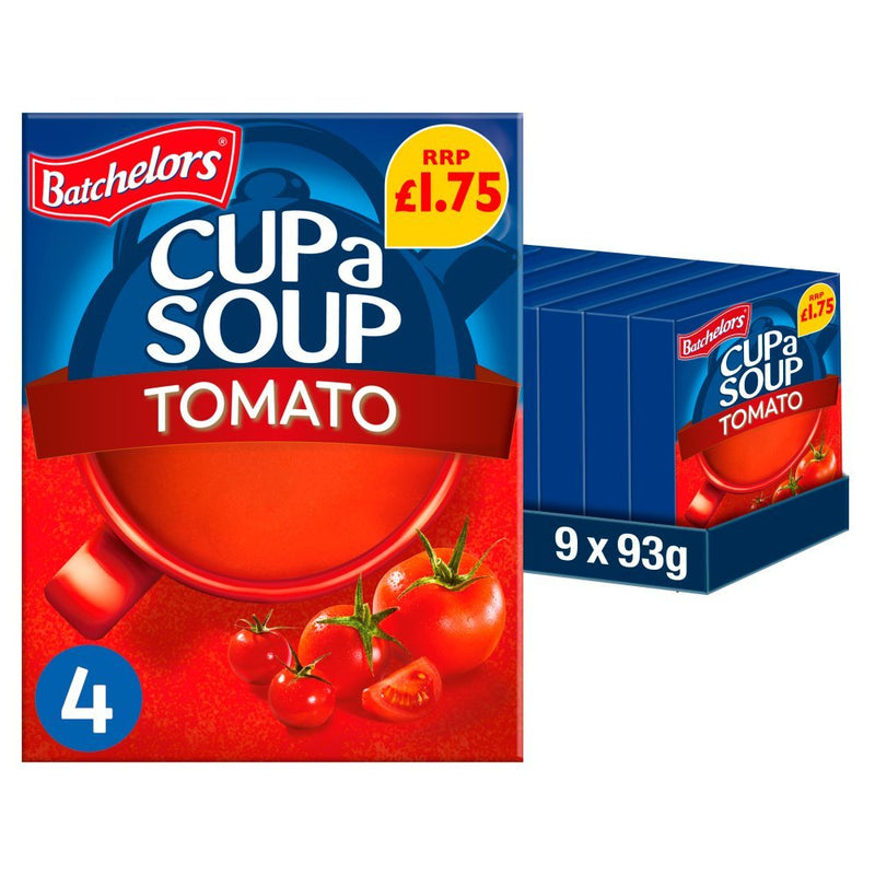 Batchelors Cup a Soup Tomato 4 Instant Soup Sachets 93g (Case of 9)