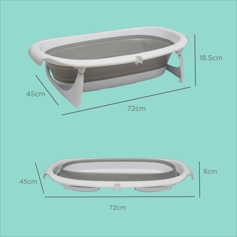 Vital Baby Foldable Compact Baby Bath - White & Grey