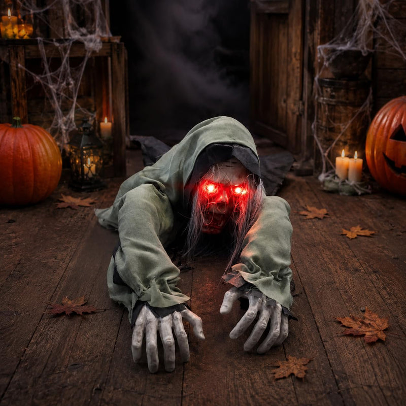 Halloween Animatronics Crawling Light Up Zombie