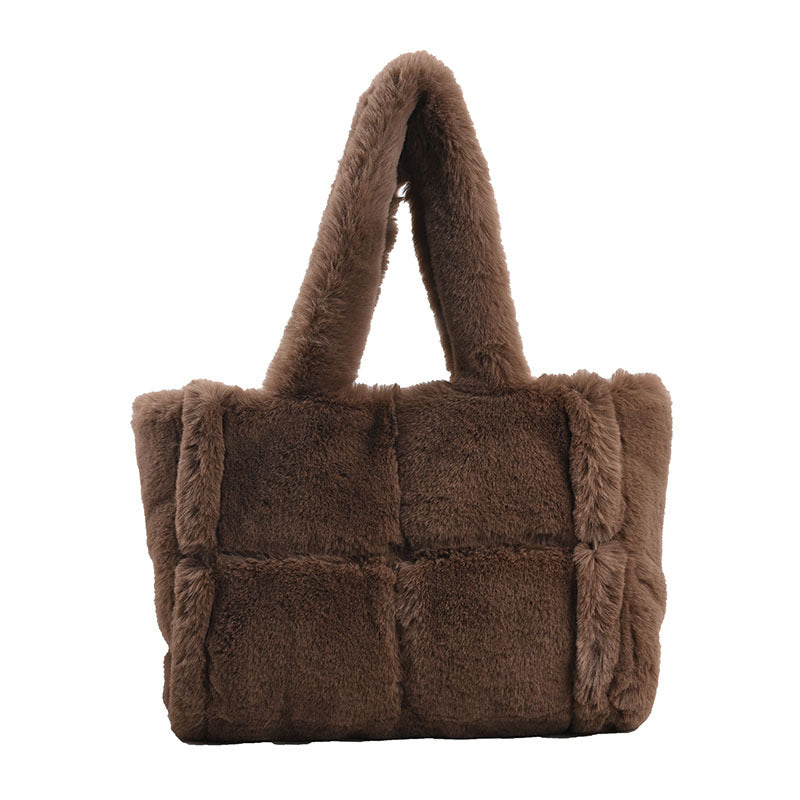 Women's Small Square Plush Shoulder Bag