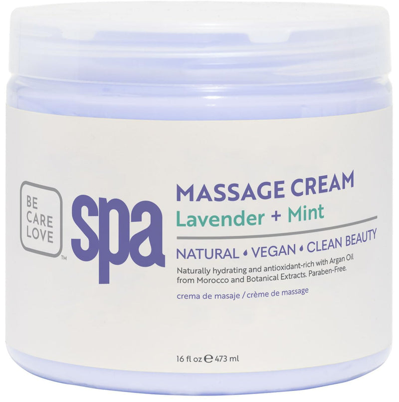 BCL SPA Massage Cream - Organic Lavender & Mint Body Lotion | 16 oz | Home & Pro Use