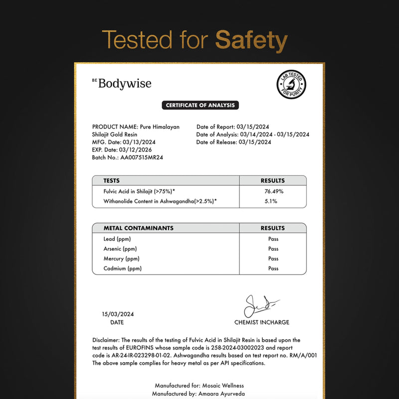 Be Bodywise Himalayan Shilajit Gummies Gold – Lab Tested, Sugar Free