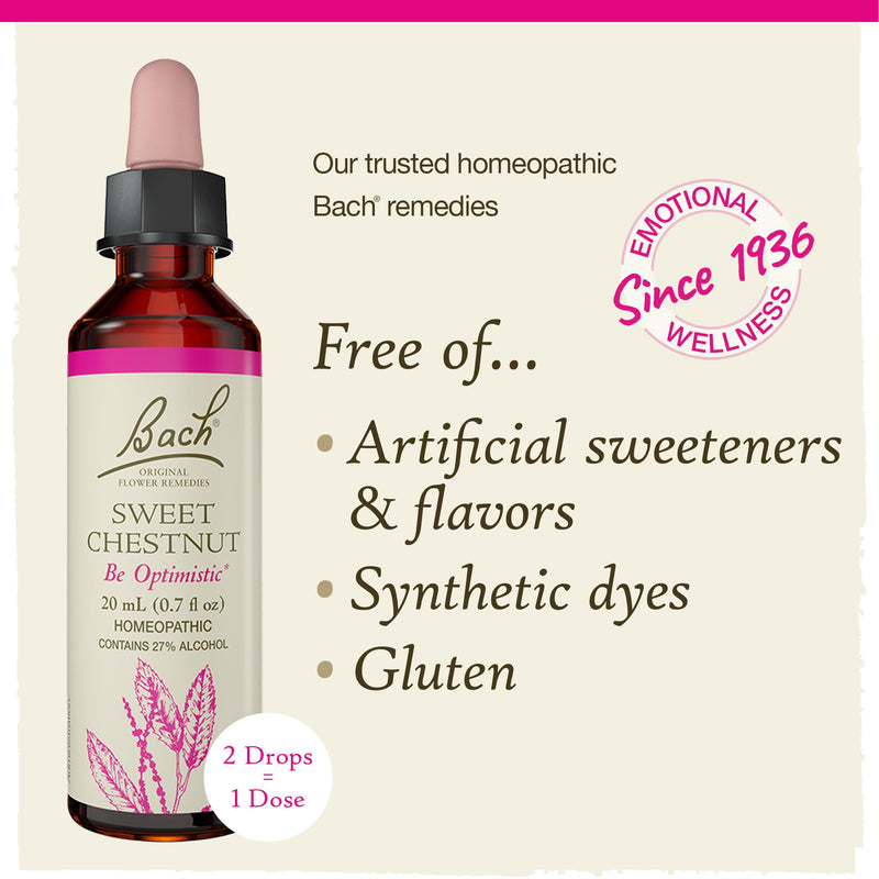 Bach Sweet Chestnut Flower Remedy – Be Optimistic (20mL) – Vegan & Gluten Free