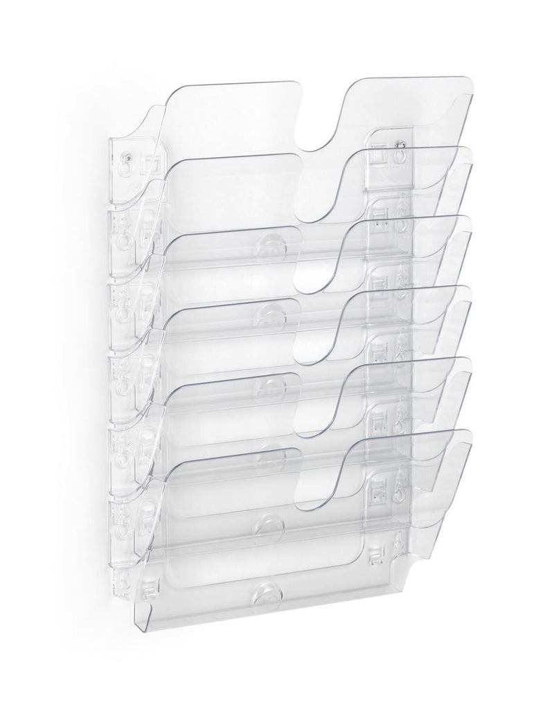 Durable FLEXIPLUS 6 Wall Mounted Literature Tray | A4 Landscape Holder | Clear