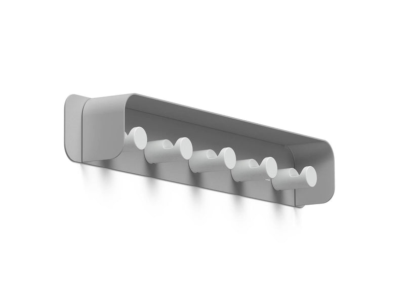Durable DURASTORE Aluminium Wall Mounted Coat Rack 5 Hooks with Shelf | Grey