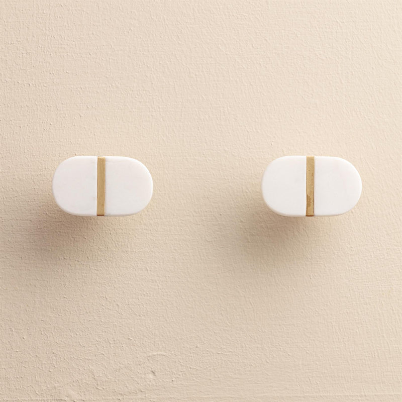 Roja White Stone Brass Drawer Knobs