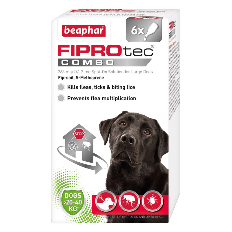Beaphar FIPROtec COMBO Flea and Tick Spot On for Large Dogs 6 pipette