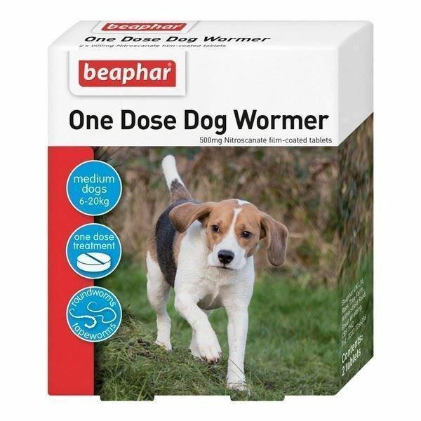Beaphar One Dose Worming Tablet for Dogs (6-20kg) 2 Tablets - Case of 6