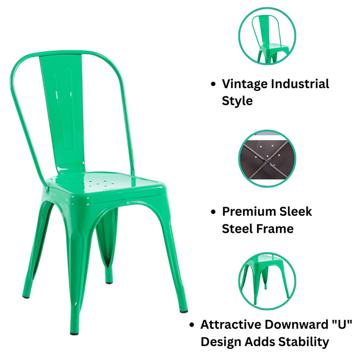 85CM GREEN METAL DINING CHAIR