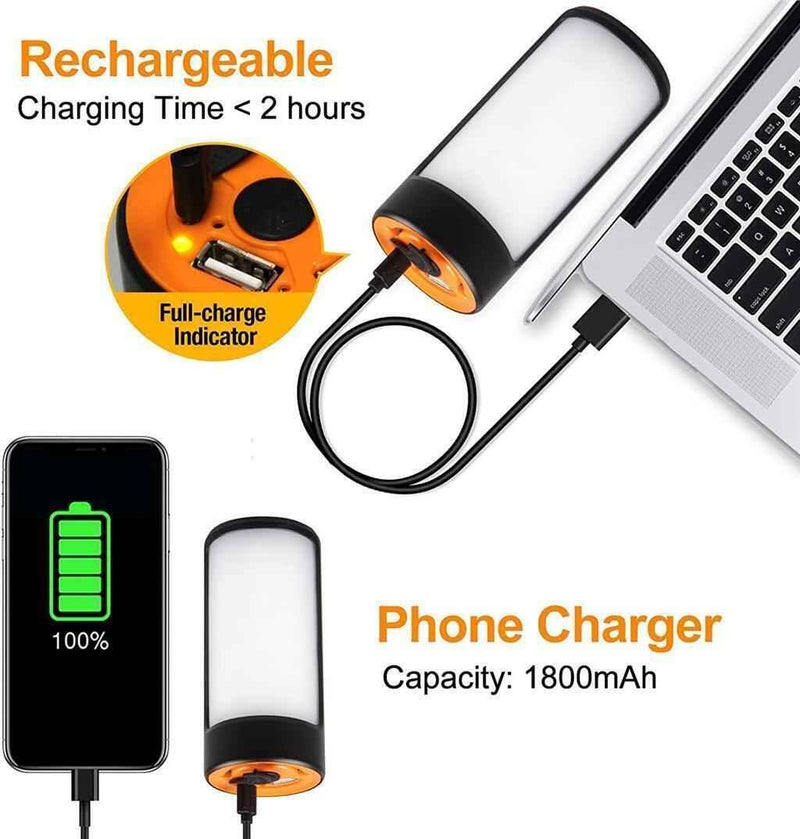 Rechargeable Camping Lights LED 400LM 5 Light Modes also Charges Phones - 2 Pack