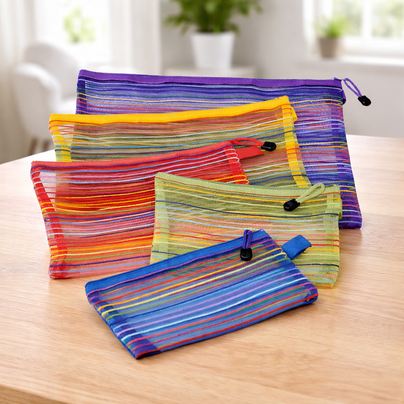 Mesh Zip Up Travel Bags Set of 5