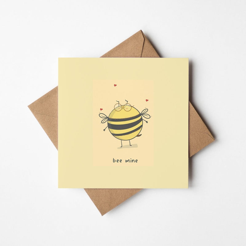 Bee Mine Greeting Card – Cute Love Card With Bee Pun For Valentine's Day