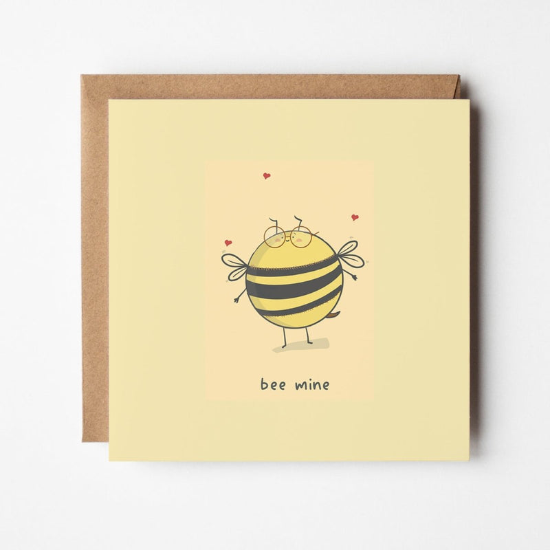 Bee Mine Greeting Card – Cute Love Card With Bee Pun For Valentine's Day