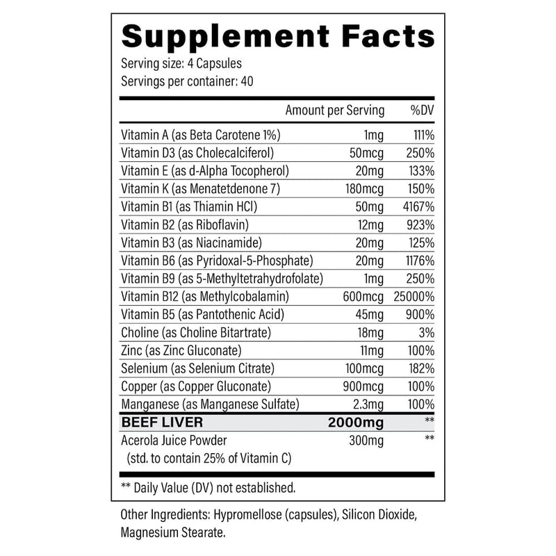 Beef Liver Capsules 2000mg | Nine Lives Liver Supplement